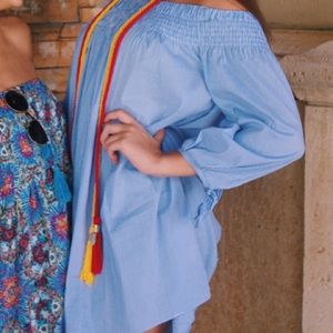 Nordstrom Do + Be Strapless Blue Striped Dress